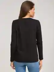 Черный лонгслив женский, однотонный, базовый