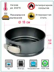 Черный форма для выпечки разъёмная Termico, круглая, 18*6,8 см