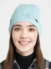Голубой шапка вязаная женская  Блюз, без подклада, бини весна-осень