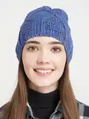 Индиго шапка вязаная женская  Блюз, без подклада, бини весна-осень