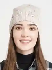 Бежевый шапка вязаная женская  Блюз, без подклада, бини весна-осень
