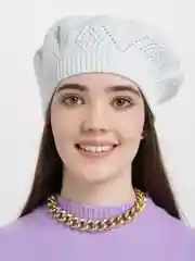Ледяной ажурный вязаный берет "Арина", шапка женская весна-осень