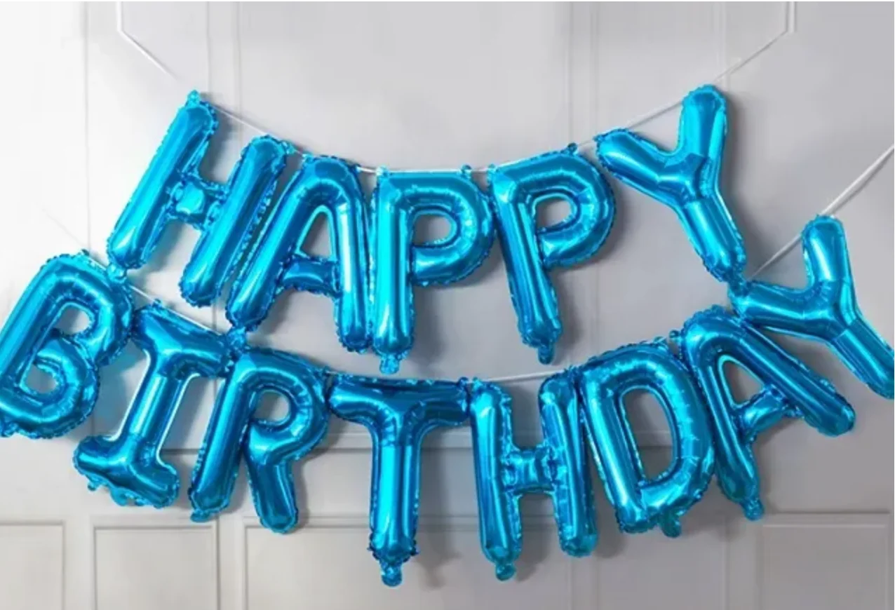 Синий шары "Happy Birthday"