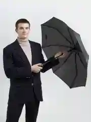 Зонт полуавтомат, складной, уличный, женский, мужской, от дождя, от солнца,черный, подарок