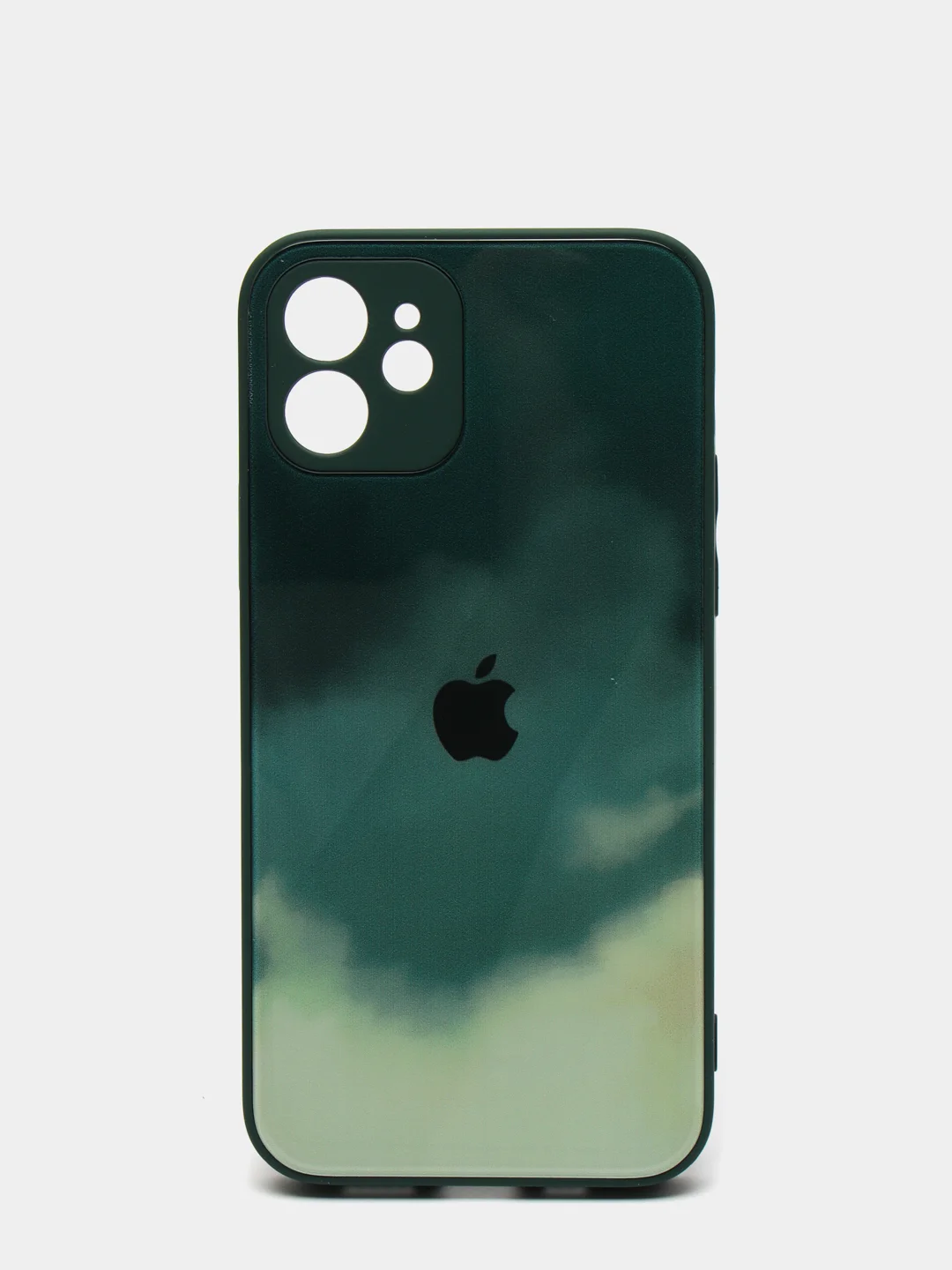 Зеленый чехол силиконовый стеклянный (закаленный) на Apple iPhone 12,11,7,8,SE,Pro,Max глянец