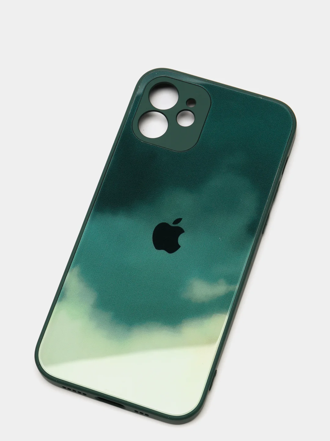 Зеленый чехол силиконовый стеклянный (закаленный) на Apple iPhone 12,11,7,8,SE,Pro,Max глянец