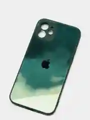 Зеленый чехол силиконовый стеклянный (закаленный) на Apple iPhone 12,11,7,8,SE,Pro,Max глянец