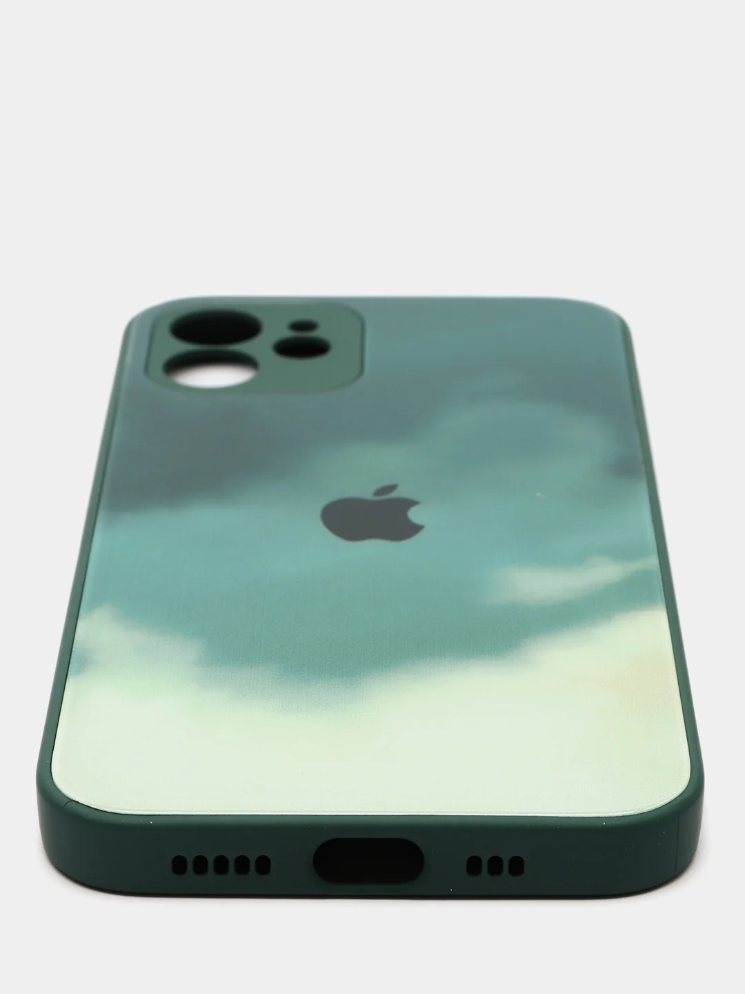 Зеленый чехол силиконовый стеклянный (закаленный) на Apple iPhone 12,11,7,8,SE,Pro,Max глянец