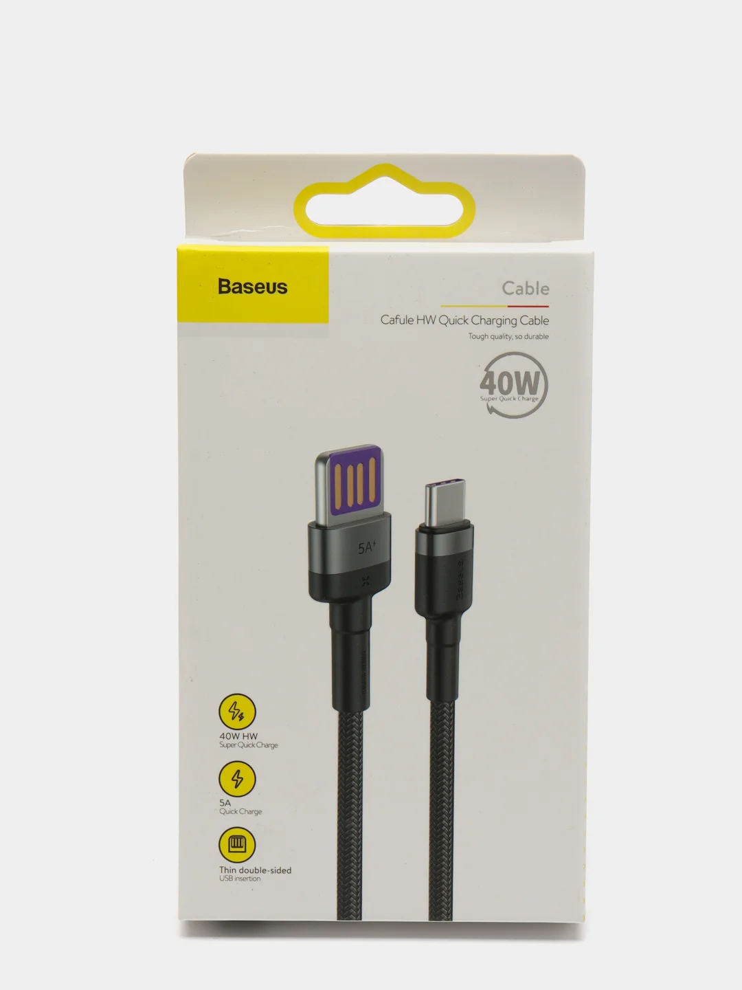 Угольный кабель Baseus Type-C 40W, 5.0A, CATKLF