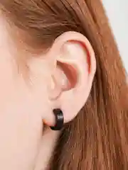Черный серьги обманка-клипса нержавеющая сталь