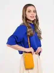 Желтый женская сумка-клатч для телефона, через плечо, из кожи