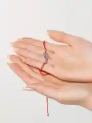 Серебряный красная нить браслет на руку