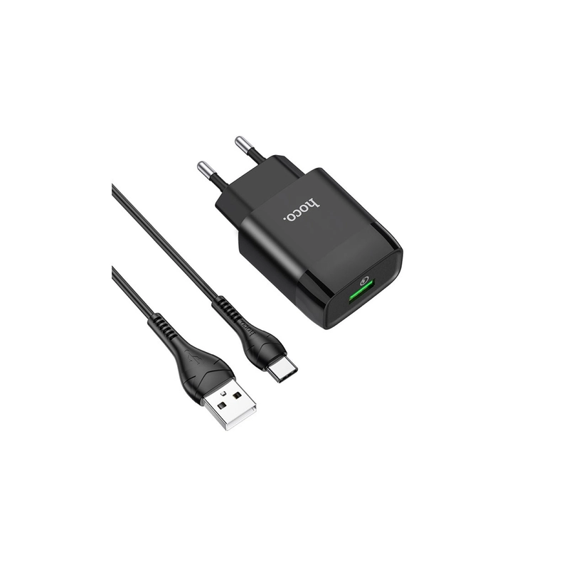 Зарядное устройство с быстрой зарядкой и кабелем Type-С Hoco C72Q Glorious QC3.0
