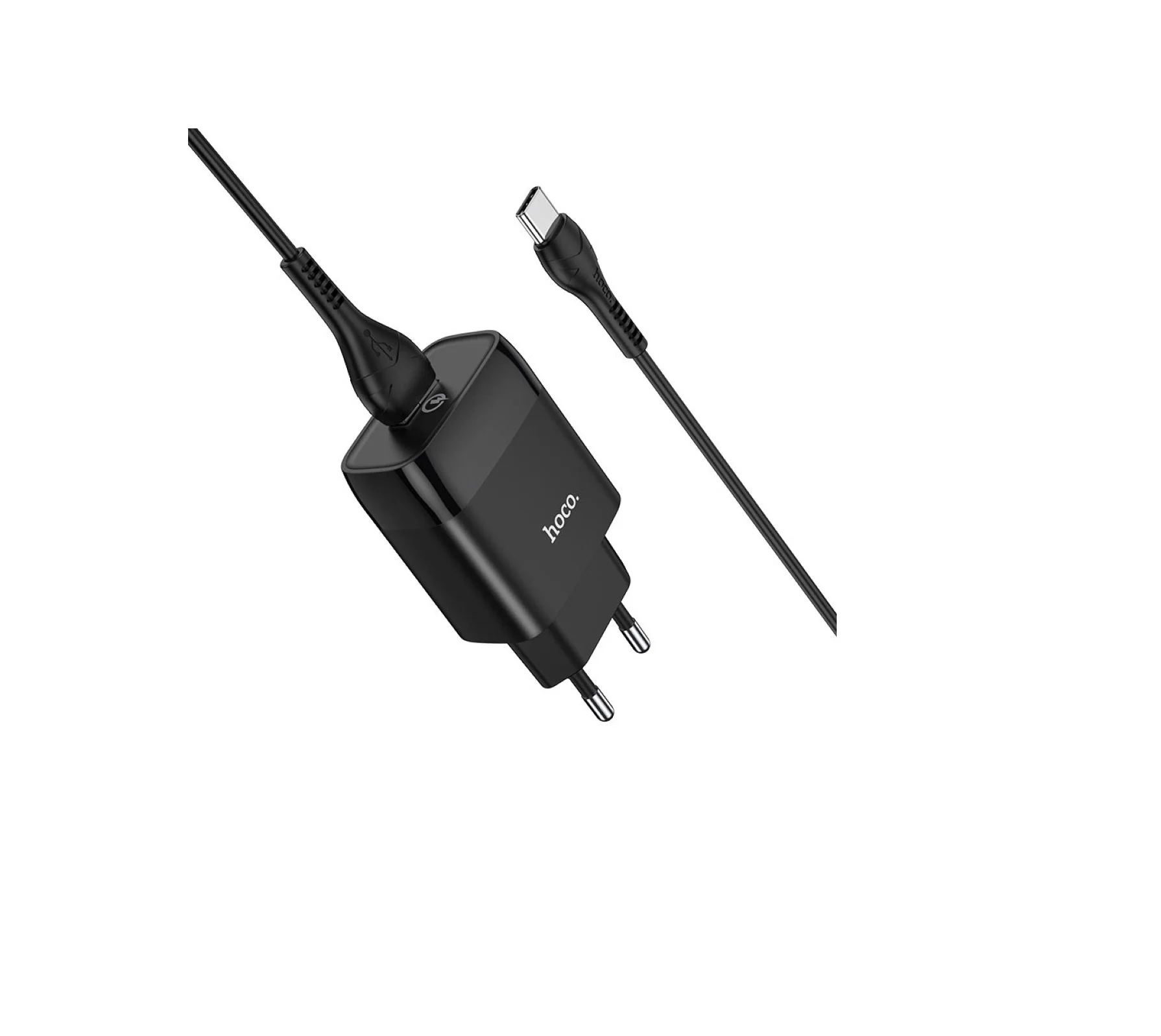 Белый зарядное устройство с быстрой зарядкой и кабелем Type-С Hoco C72Q Glorious QC3.0