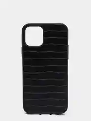 Хром чехол для iPhone 12 / 12 Pro (6.1), 12 Pro Max, 12 Mini, черный, под кожу