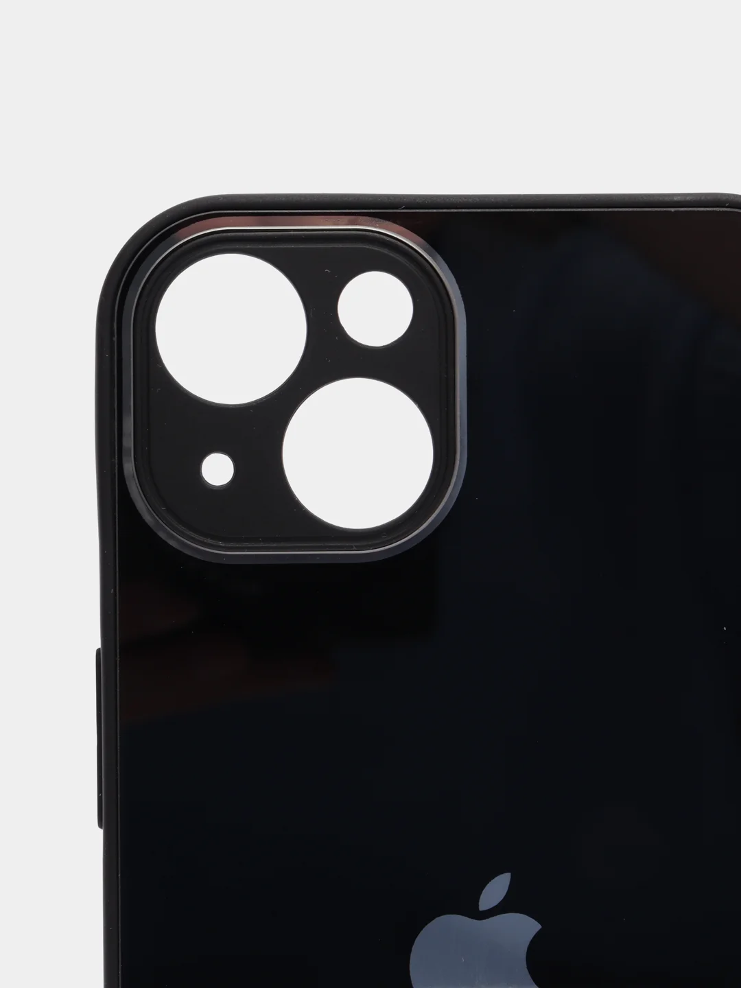 Черный чехол силиконовый со стеклянной панелью для iPhone 13