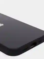Черный чехол силиконовый со стеклянной панелью для iPhone 13