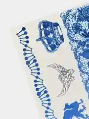 Синий временные татуировки Flash Tattoo