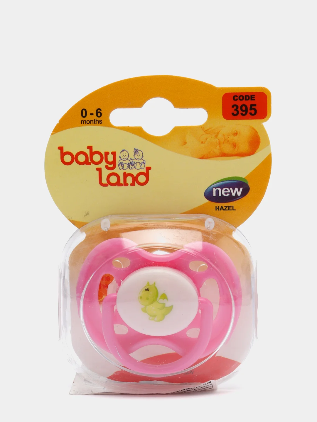 Розовый соска-пустышка Baby Land с рисунком силиконовая круглая, 0 мес+
