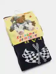 Черный детские колготки kidPower "Флаги", хлопок, 74-80