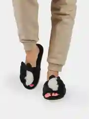 Черный тапочки домашние "Зайчики", женские, 4 цвета