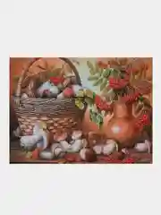 Серый алмазная мозаика "Цветы" 20*30 см на  подрамнике