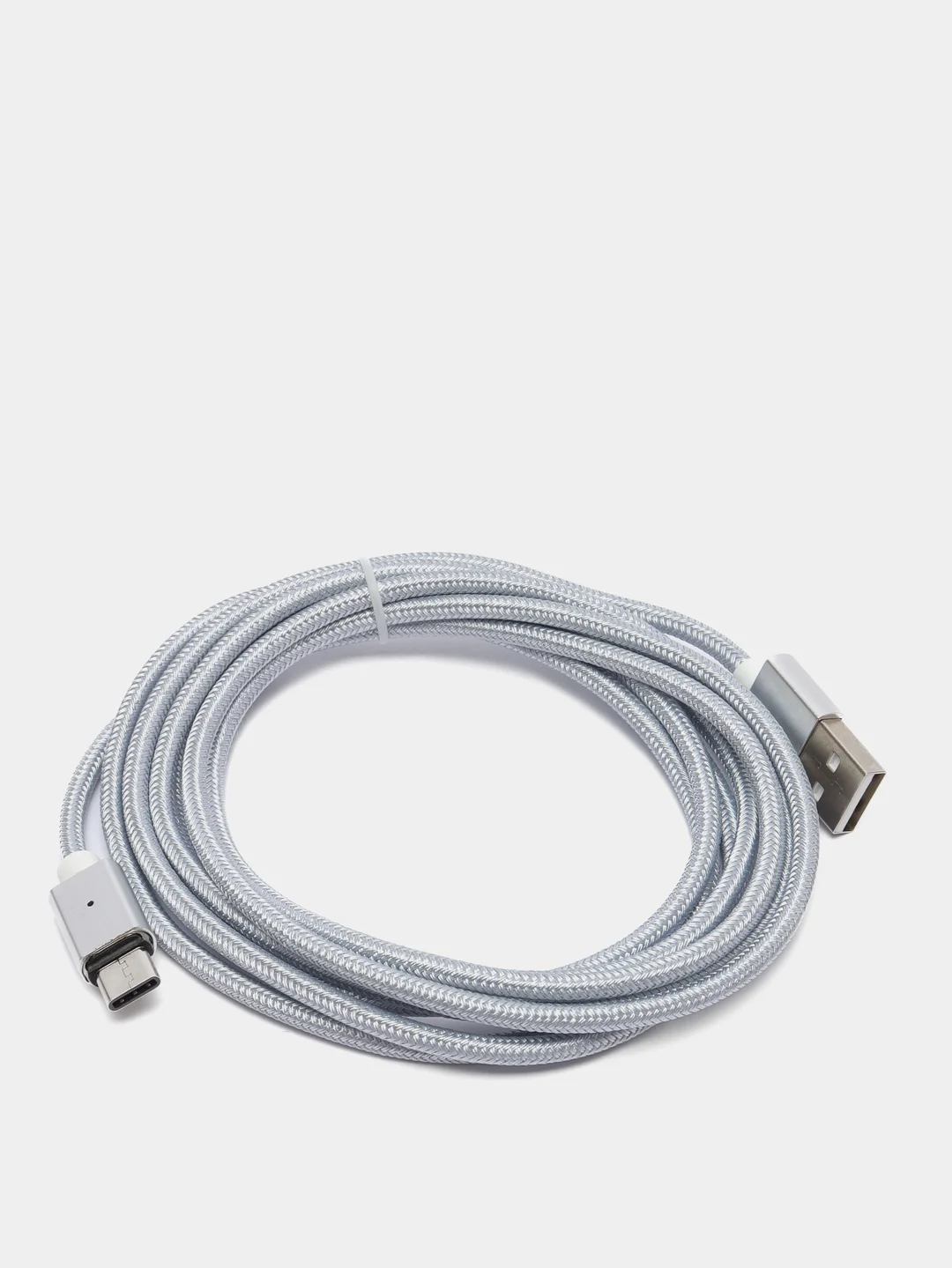 Серебряный usb кабель магнитный Quick Charge 3.0 быстрый заряд с передачей данных, 2-х метровые