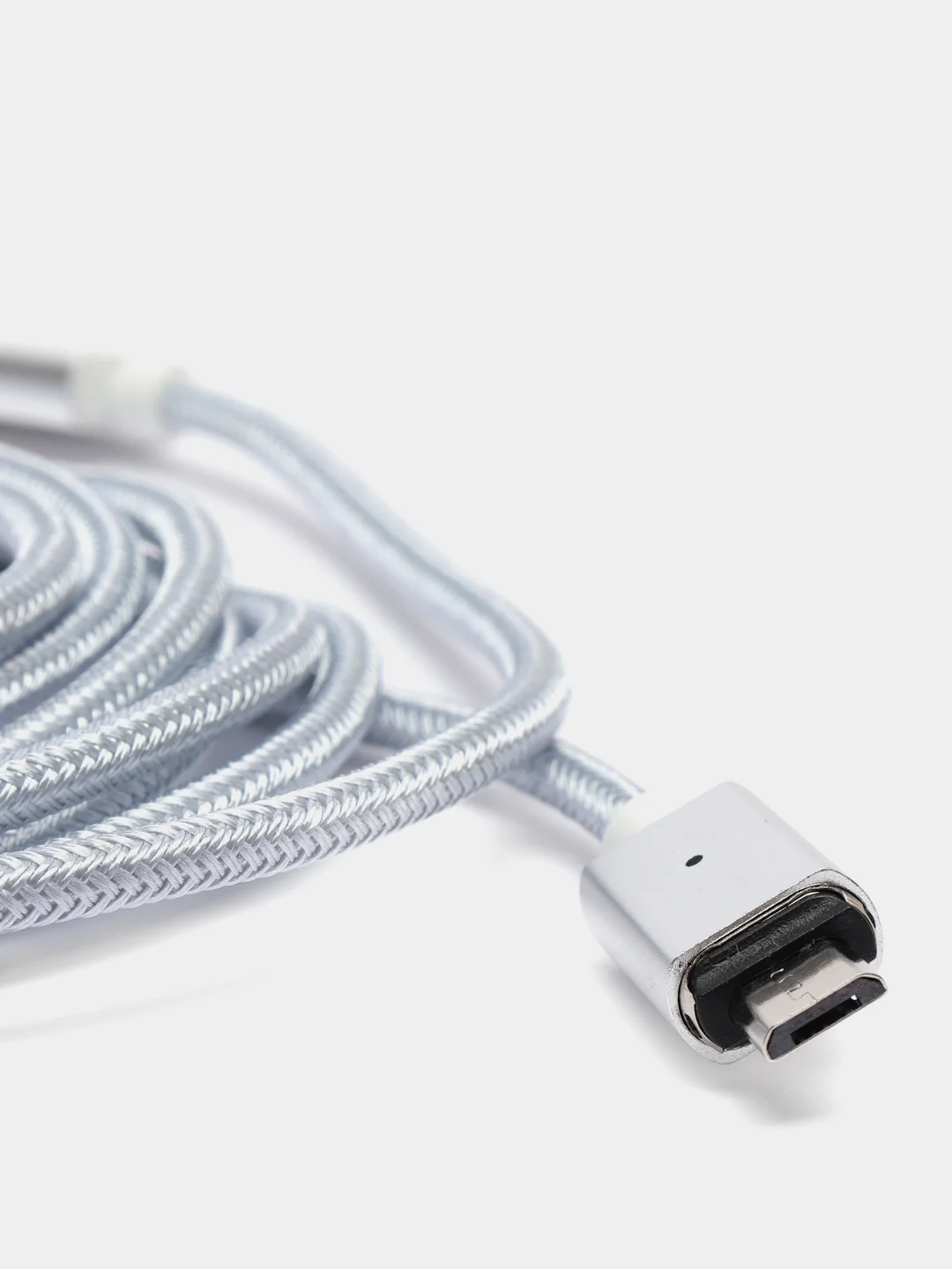Серебряный usb кабель магнитный Quick Charge 3.0 быстрый заряд с передачей данных, 2-х метровые