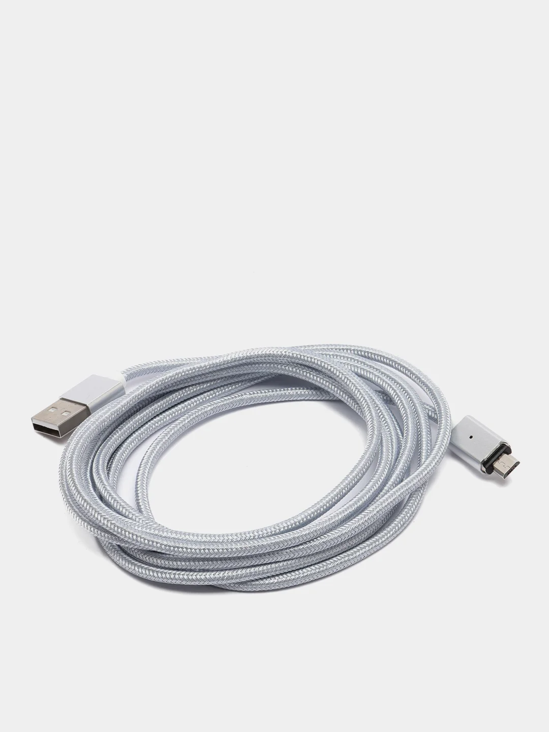 Серебряный usb кабель магнитный Quick Charge 3.0 быстрый заряд с передачей данных, 2-х метровые