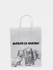 Желтый подарочный крафт пакет с приколами, белый