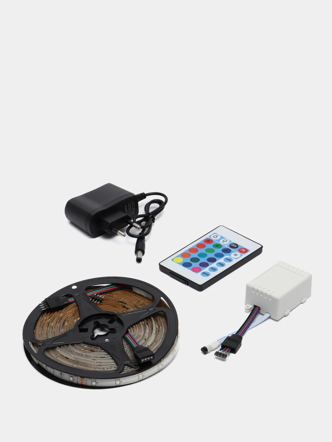 Серебряный светодиодная многоцветная лента RGB, с пультом, 5 м