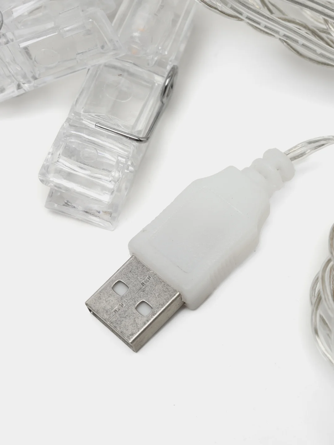 Пурпурный гирлянда в форме прищепок длиной 3 метра 20 штук, тип питания - USB