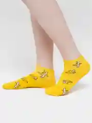 Лимонный носки с принтом "Banana", высокие, унисекс