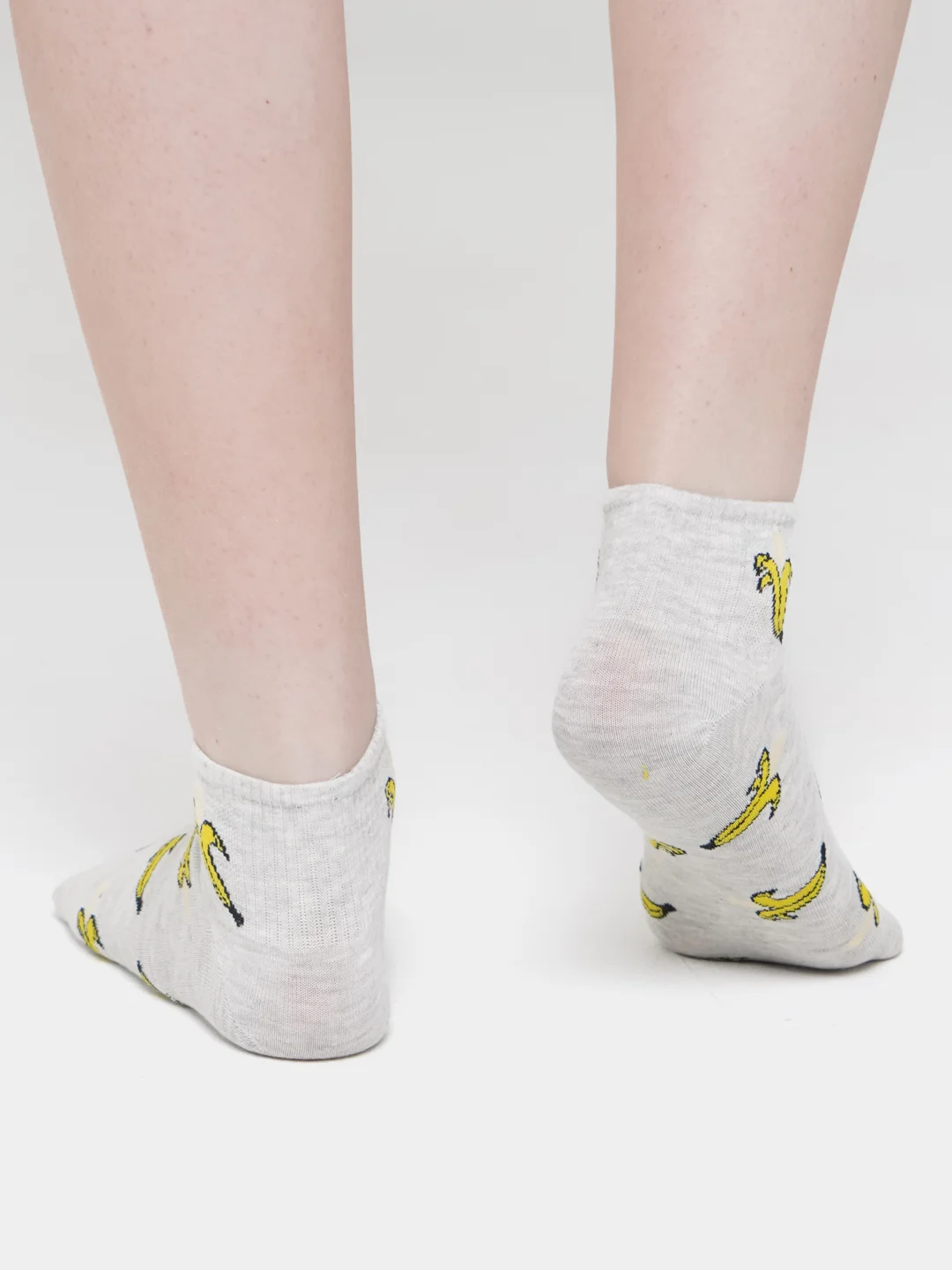Серый носки с принтом "Banana", высокие, унисекс