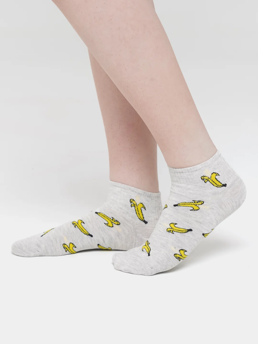 Серый носки с принтом "Banana", высокие, унисекс