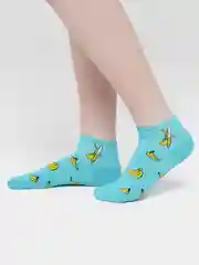 Бирюзовый носки с принтом "Banana", высокие, унисекс