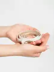Белый женский кожаный ремень ( тонкий / узкий ) с металлической пряжкой