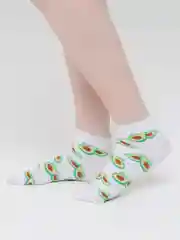 Носки женские хлопковые белые короткие, с авокадо