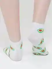 Носки женские хлопковые белые короткие, с авокадо