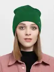 Зеленый однослойная вязаная шапка "Наина"