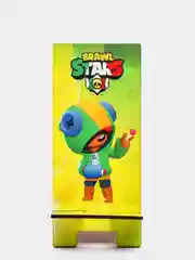 Деревянная подставка под телефон "Brawl stars Леон"
