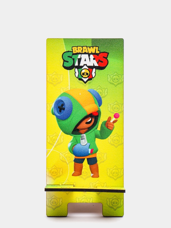 Деревянная подставка под телефон "Brawl stars Леон"