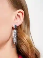 Серебряный серьги с кристаллами длинные вечерние