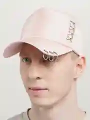 Розовый бейсбольная кепка с кольцами