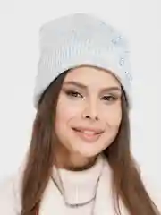Серый меланж вязаная шапка ВИШНЯ