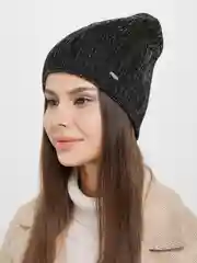Черный однослойная вязаная шапка "Наина"