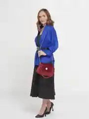 Багровый женская сумка с мехом