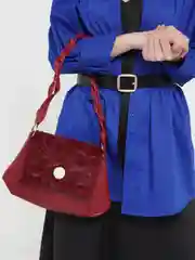 Багровый женская сумка с мехом