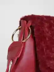 Багровый женская сумка с мехом