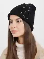 Черный вязаная шапка ВИШНЯ